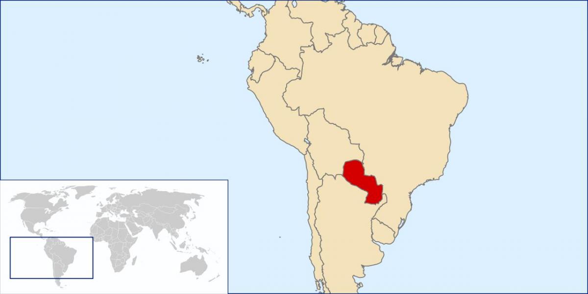 باراغواي الموقع على خريطة العالم ، 